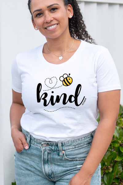 Bee Kind Script Tapered T-Shirt White Shirts Selfawear 