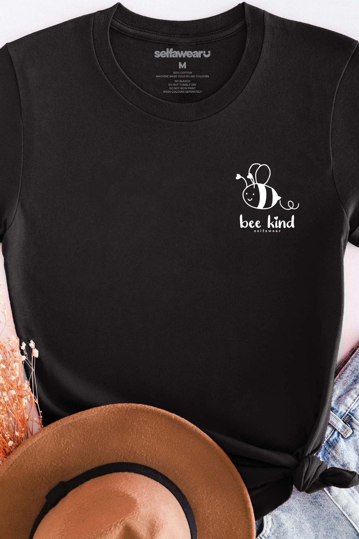 Bee Kind T-Shirt Black Shirts Selfawear 