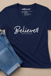 Believe V-Neck T-Shirt Navy