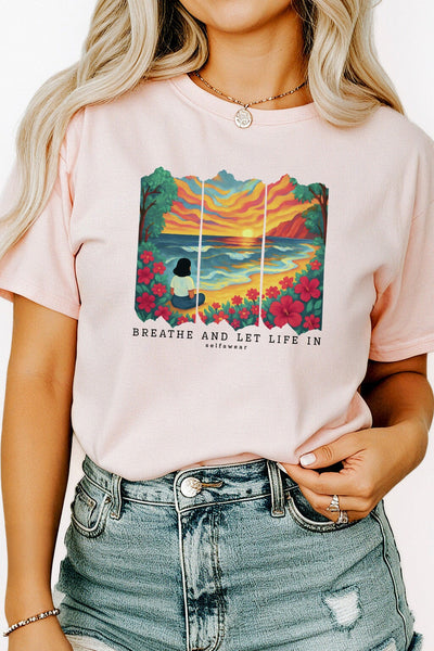 Breathe, Let Life in T-Shirt Pale Pink Shirts Selfawear 