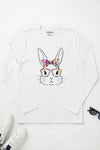 Bunny with Glasses Long Sleeve T-Shirt White