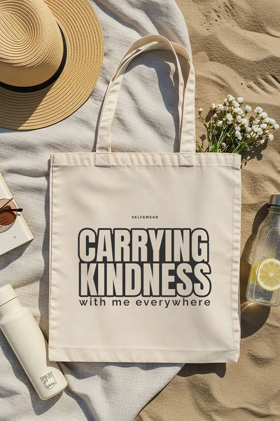 "Carrying kindness with me everywhere" - Tote Bag Natural Tote Bag Selfawear 