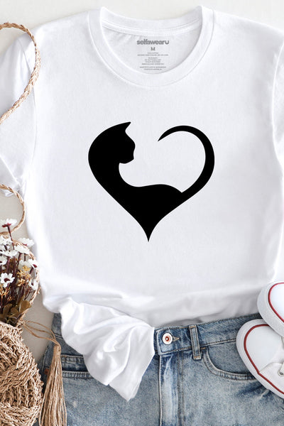 Cat Love T-Shirt White Shirts Selfawear 