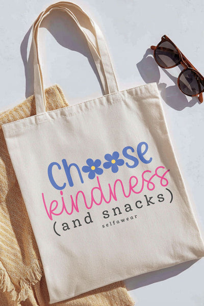 "Choose kindness (and snacks)" - Tote Bag Natural Tote Bag Selfawear 