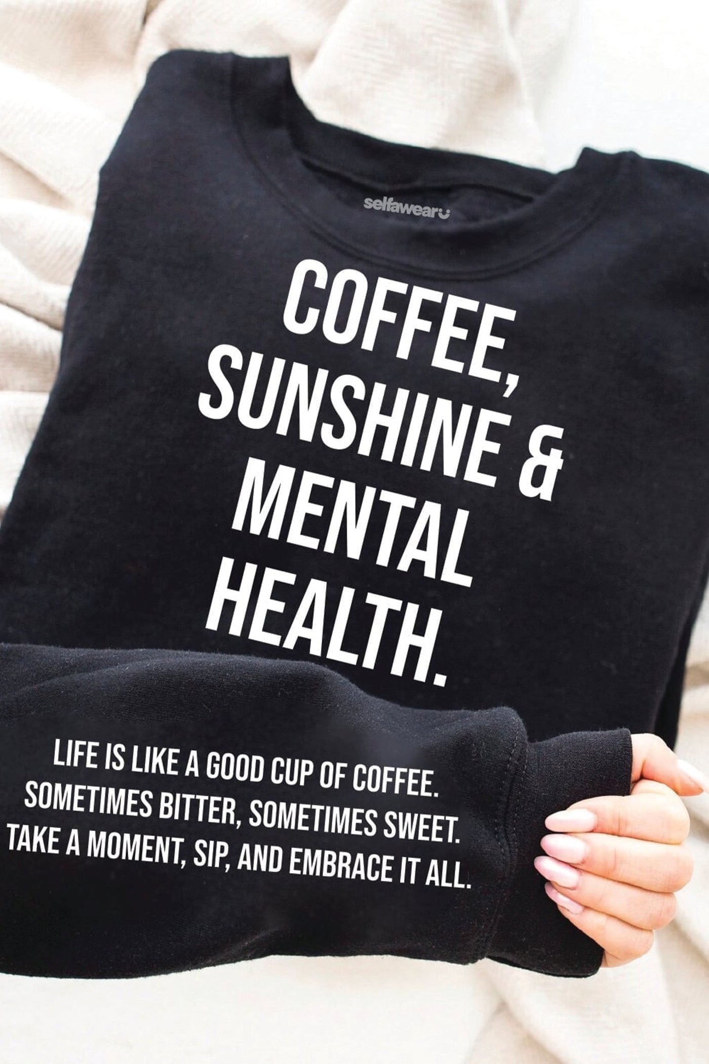 Coffee and Sunshine Note Sweatshirt Black Sweatshirt Selfawear 