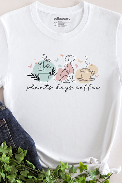 Coffee, Dogs & Plants T-Shirt White Shirts Selfawear 