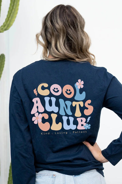 Cool Aunts Club Long Sleeve T-Shirt Navy Long Sleeve Shirts Selfawear 