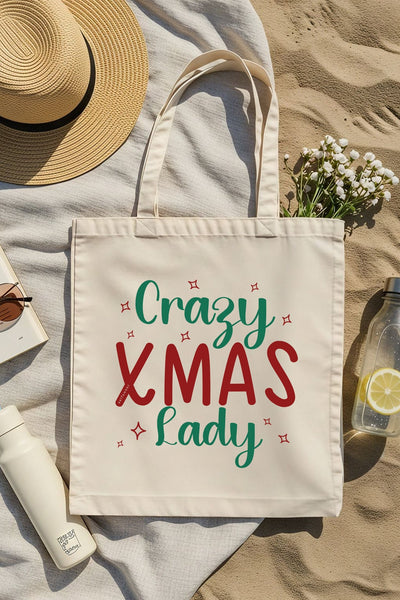 "Crazy Xmas Lady" - Tote Bag Natural Tote Bag Selfawear 