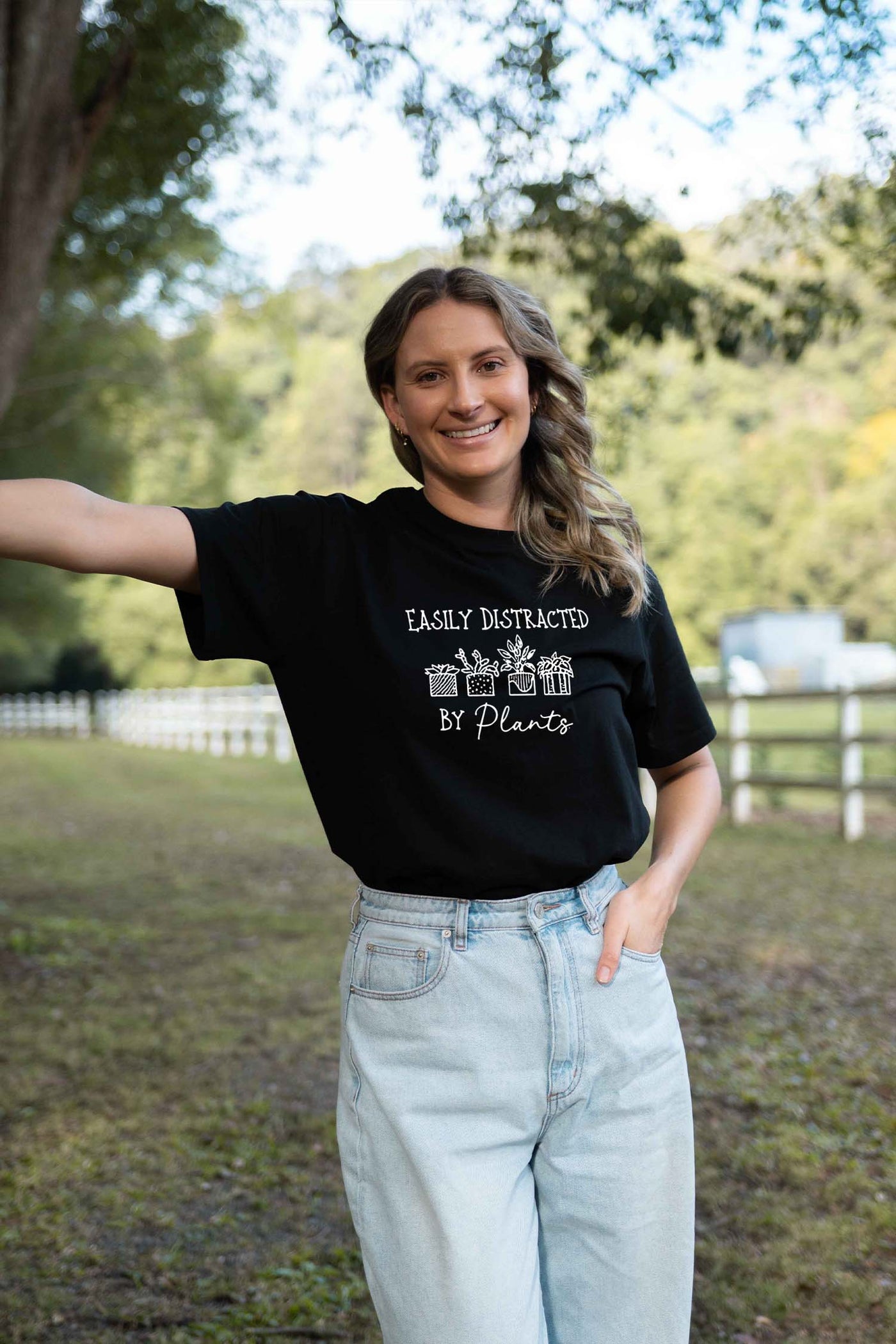 Distracted By Plants T-Shirt Black Shirts Selfawear 