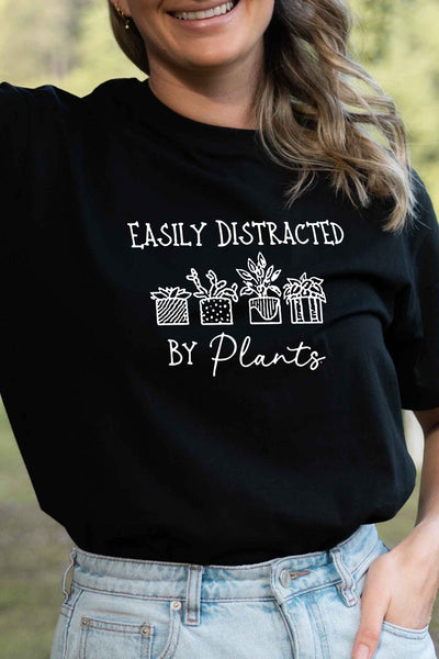 Distracted By Plants T-Shirt Black Shirts Selfawear 