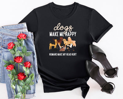 Dogs Make Me Happy Tapered T-Shirt Black Shirts Selfawear 