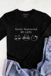 Easily Distracted by Cats Long Sleeve T-Shirt Black