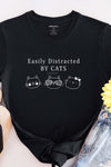 Easily Distracted by Cats T-Shirt Black