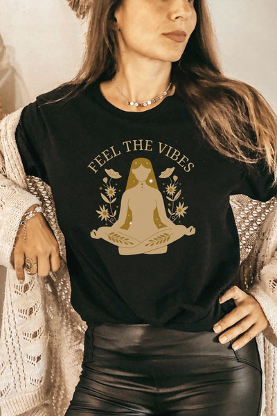 Feel The Vibes T-Shirt Black Shirts Selfawear 
