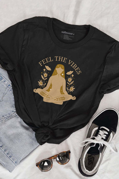 Feel The Vibes T-Shirt Black Shirts Selfawear 