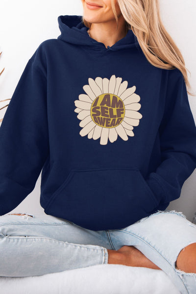 Flower Hoodie Navy Hoodie Selfawear 