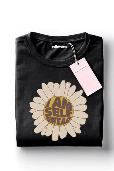 Flower T-Shirt Black Shirts Selfawear 