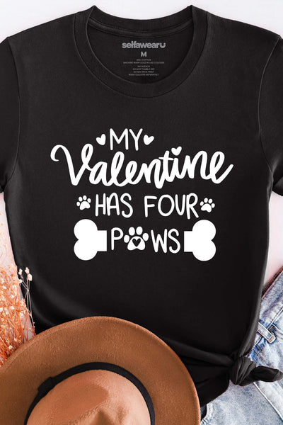 Four-Pawed Valentine T-Shirt Black Shirts Selfawear 