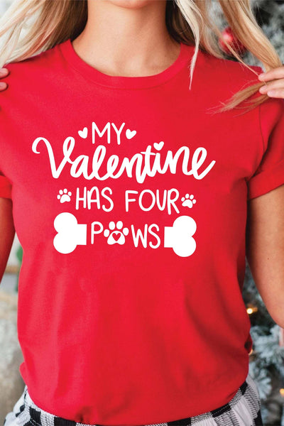 Four-Pawed Valentine T-Shirt Red Shirts Selfawear 