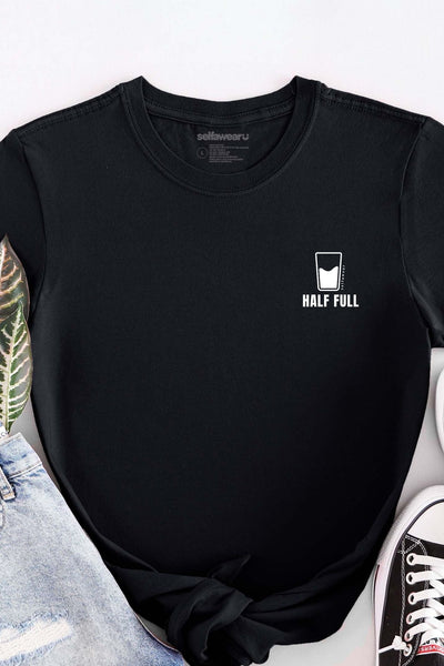 Glass Half Full Long Sleeve T-Shirt Black (Pocket print) Long Sleeve Shirts Selfawear 