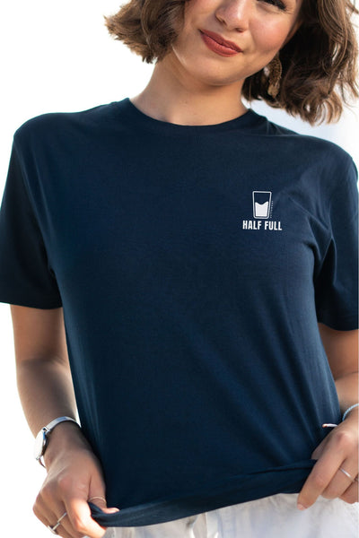 Glass Half Full T-Shirt Navy (Pocket Print) Shirts Selfawear 