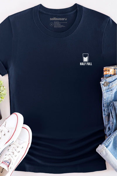 Glass Half Full T-Shirt Navy (Pocket Print) Shirts Selfawear 