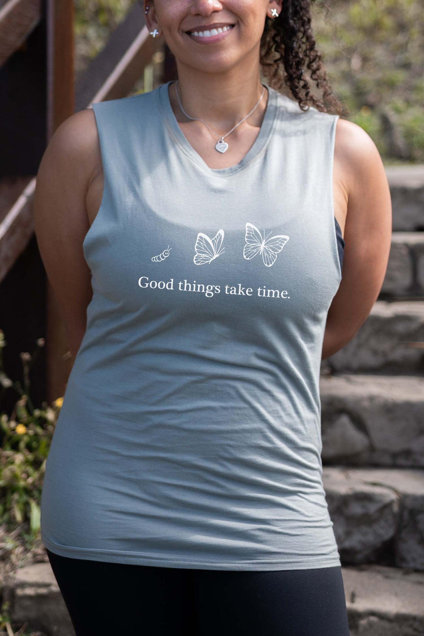 Good Things Take Time Tank Top Sage Shirts Selfawear 
