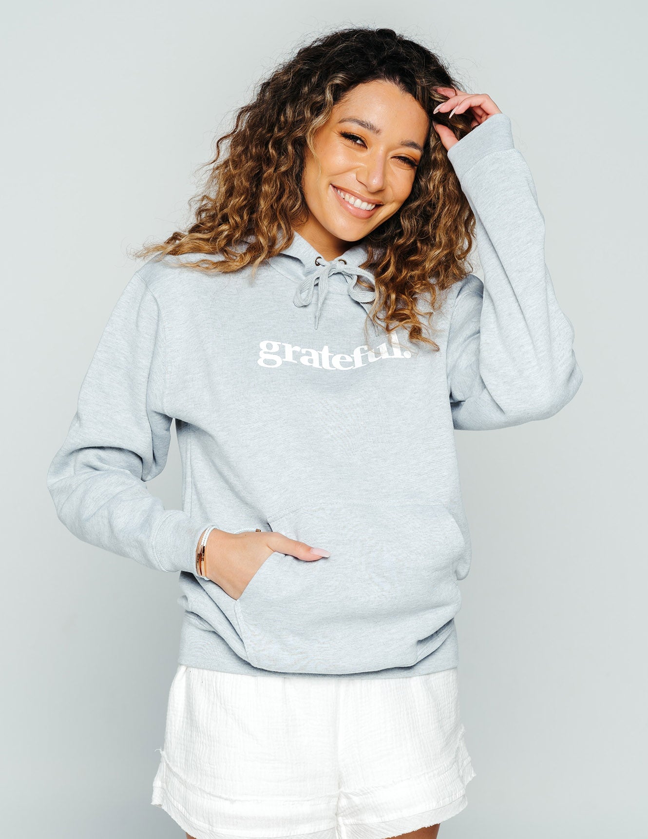 Grateful. Hoodie Grey Marle Fleece Selfawear 