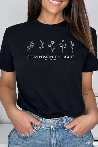 Grow Positive Thoughts T-Shirt Black Shirts Selfawear 