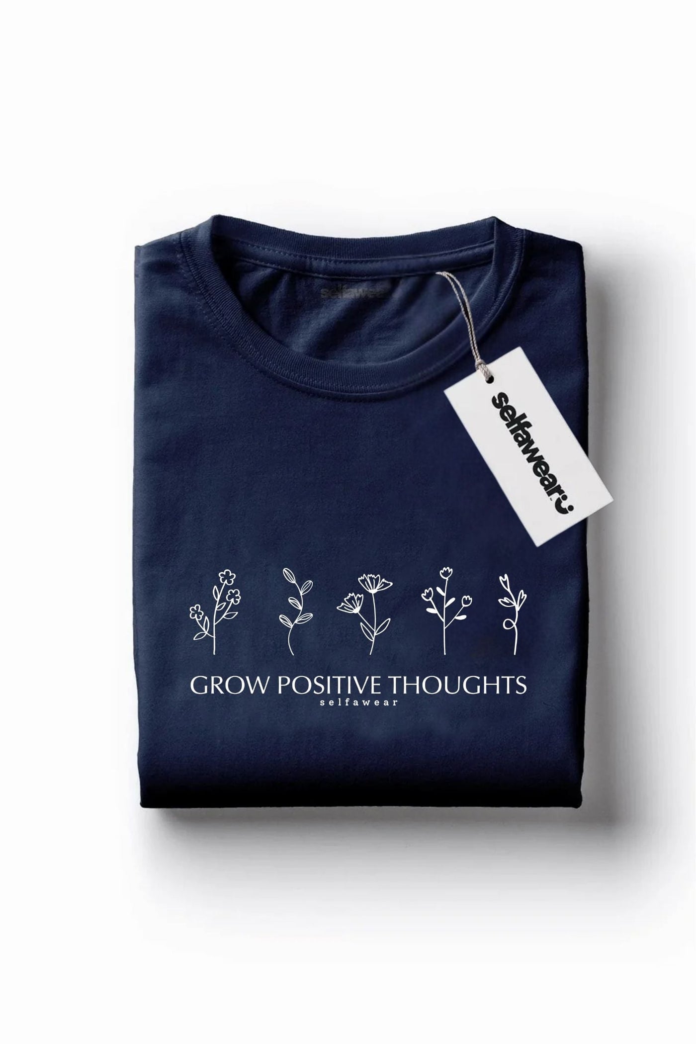 Grow Positive Thoughts T-Shirt Navy Shirts Selfawear 
