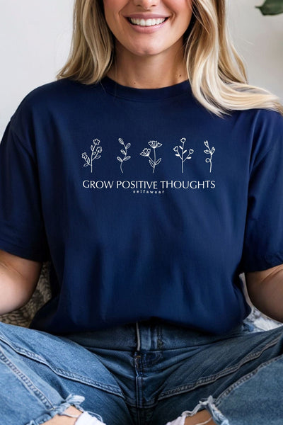 Grow Positive Thoughts T-Shirt Navy Shirts Selfawear 