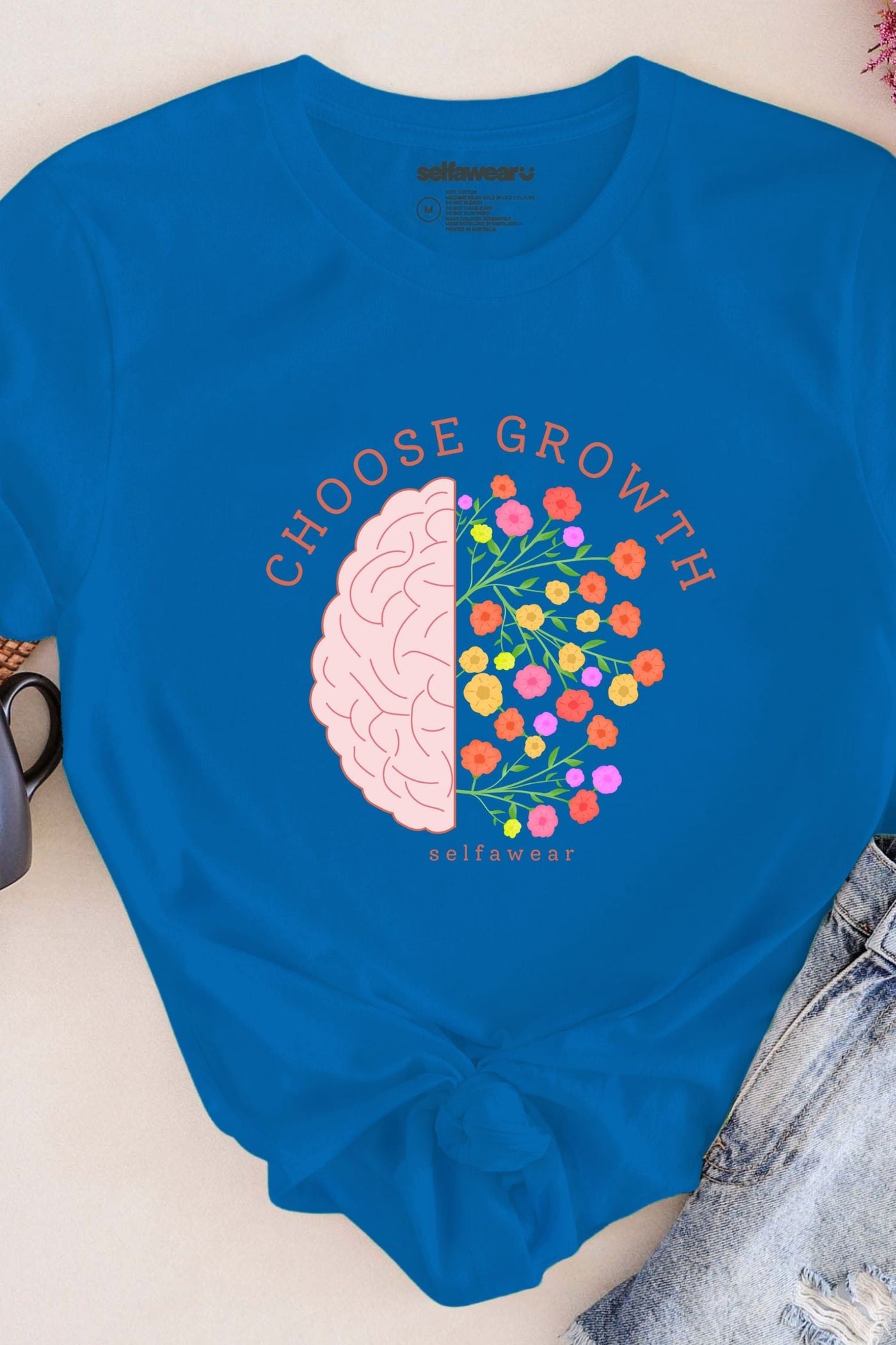 Growth Begins from Within T-Shirt Royal Blue Shirts Selfawear 