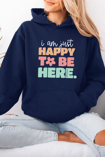 Happy to be Here Hoodie Navy Hoodie Selfawear 