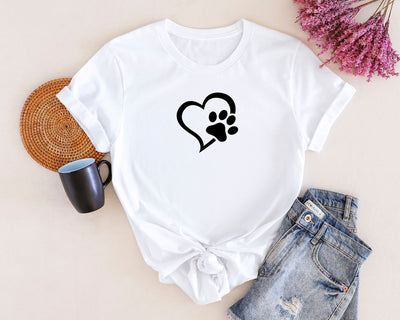 Heart & Paws Tapered T-Shirt White Shirts Selfawear 
