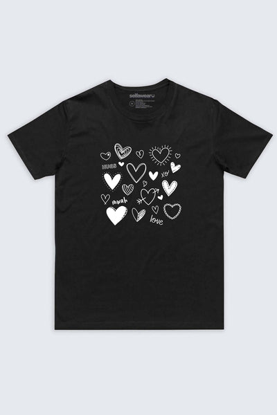 Hearts Love Hugs T-Shirt Black Shirts Selfawear 