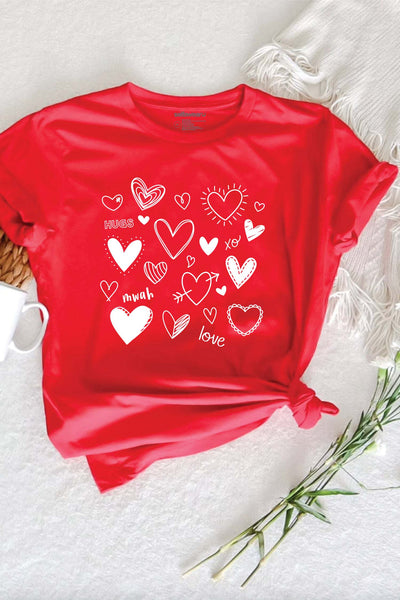 Hearts Love Hugs T-Shirt Red Shirts Selfawear 