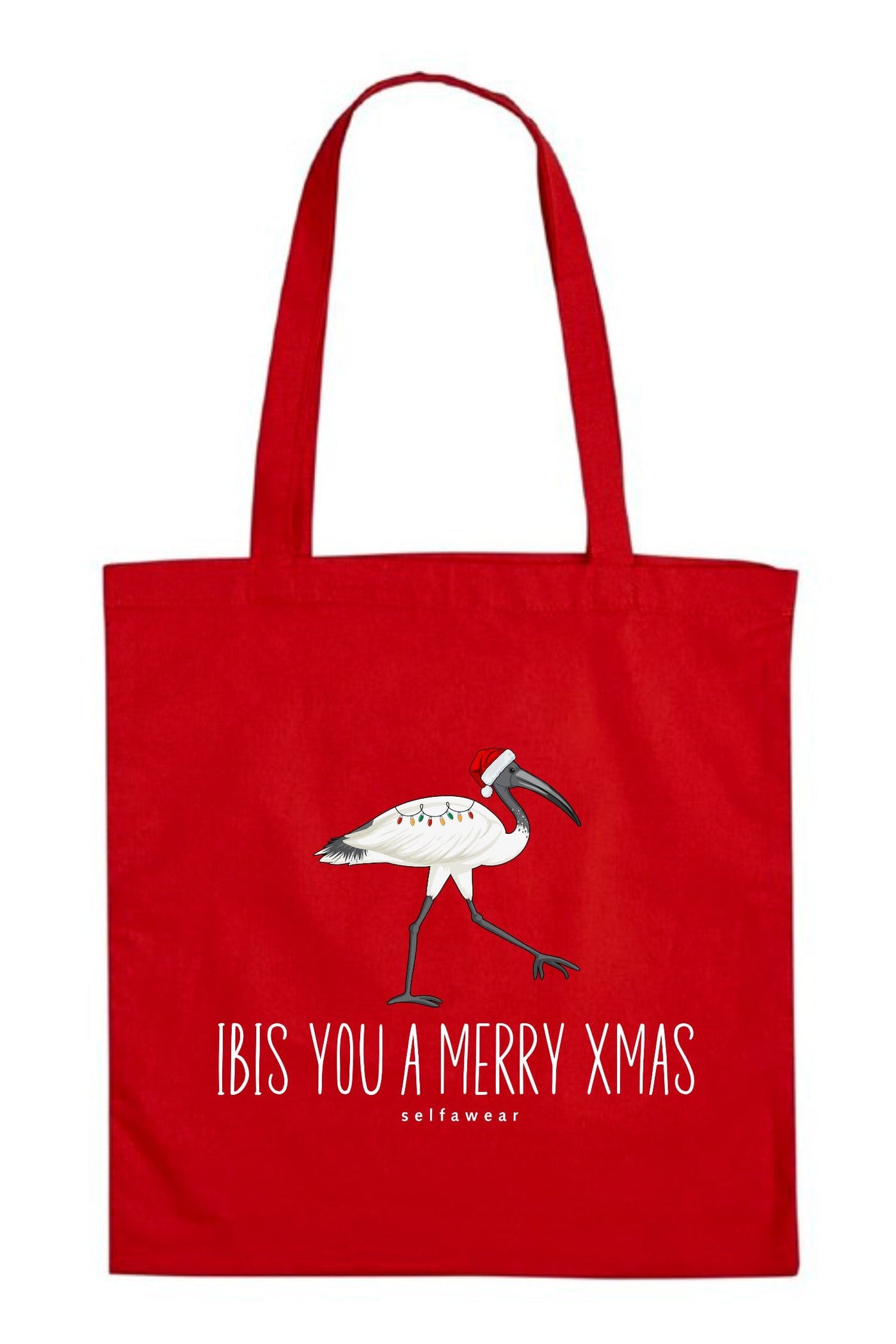 Ibis You a Merry Xmas Tote Bag Red Tote Bag Selfawear 