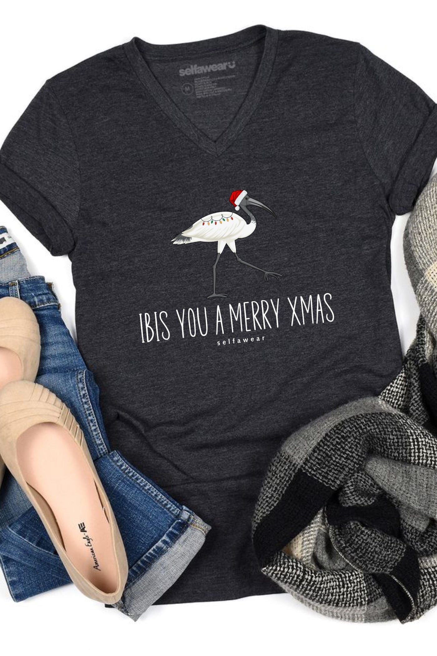 Ibis you a Merry Xmas V-Neck T-Shirt Ashe V-Necks Selfawear 