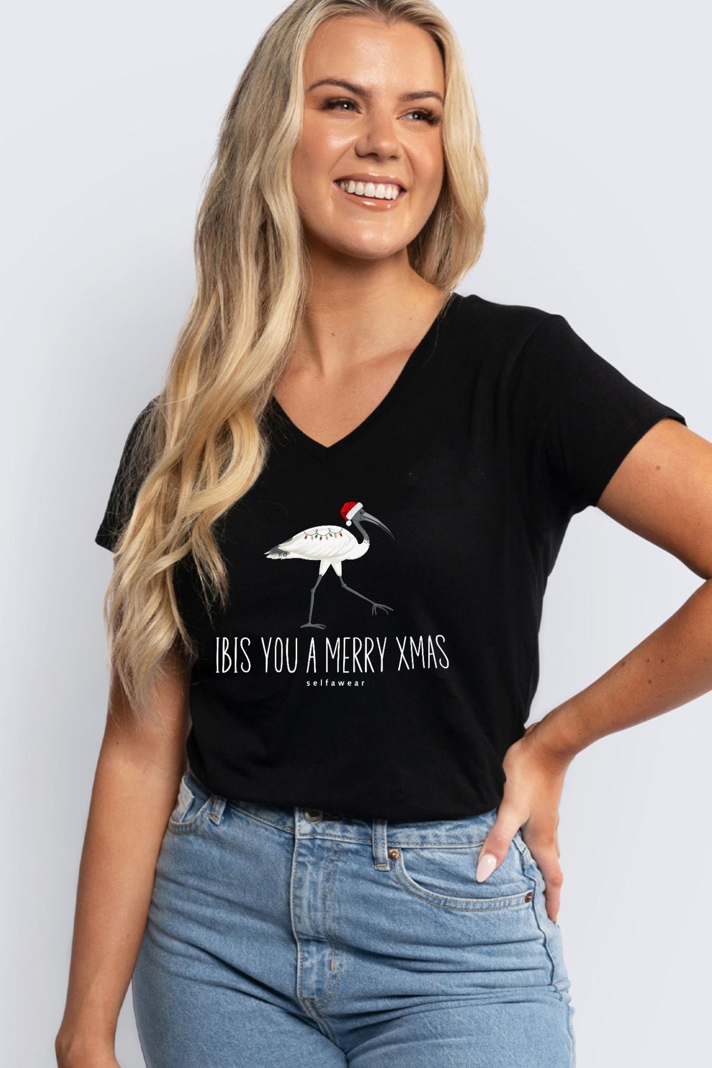 Ibis you a Merry Xmas V-Neck T-Shirt Ashe V-Necks Selfawear 