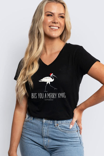 Ibis you a Merry Xmas V-Neck T-Shirt Ashe V-Necks Selfawear 