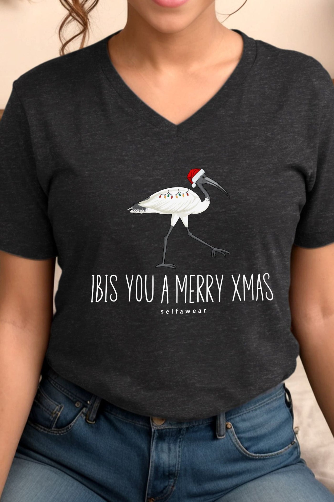 Ibis you a Merry Xmas V-Neck T-Shirt Ashe V-Necks Selfawear 