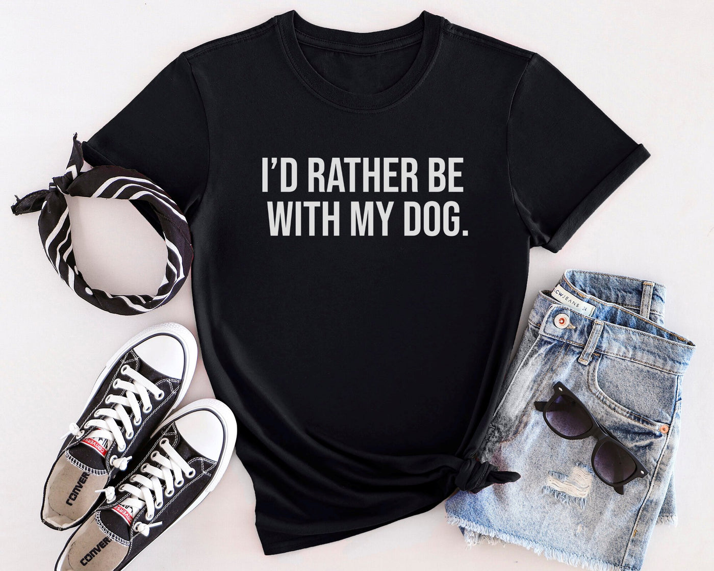 I'd Rather My Dog Tapered T-Shirt Black Shirts Selfawear 