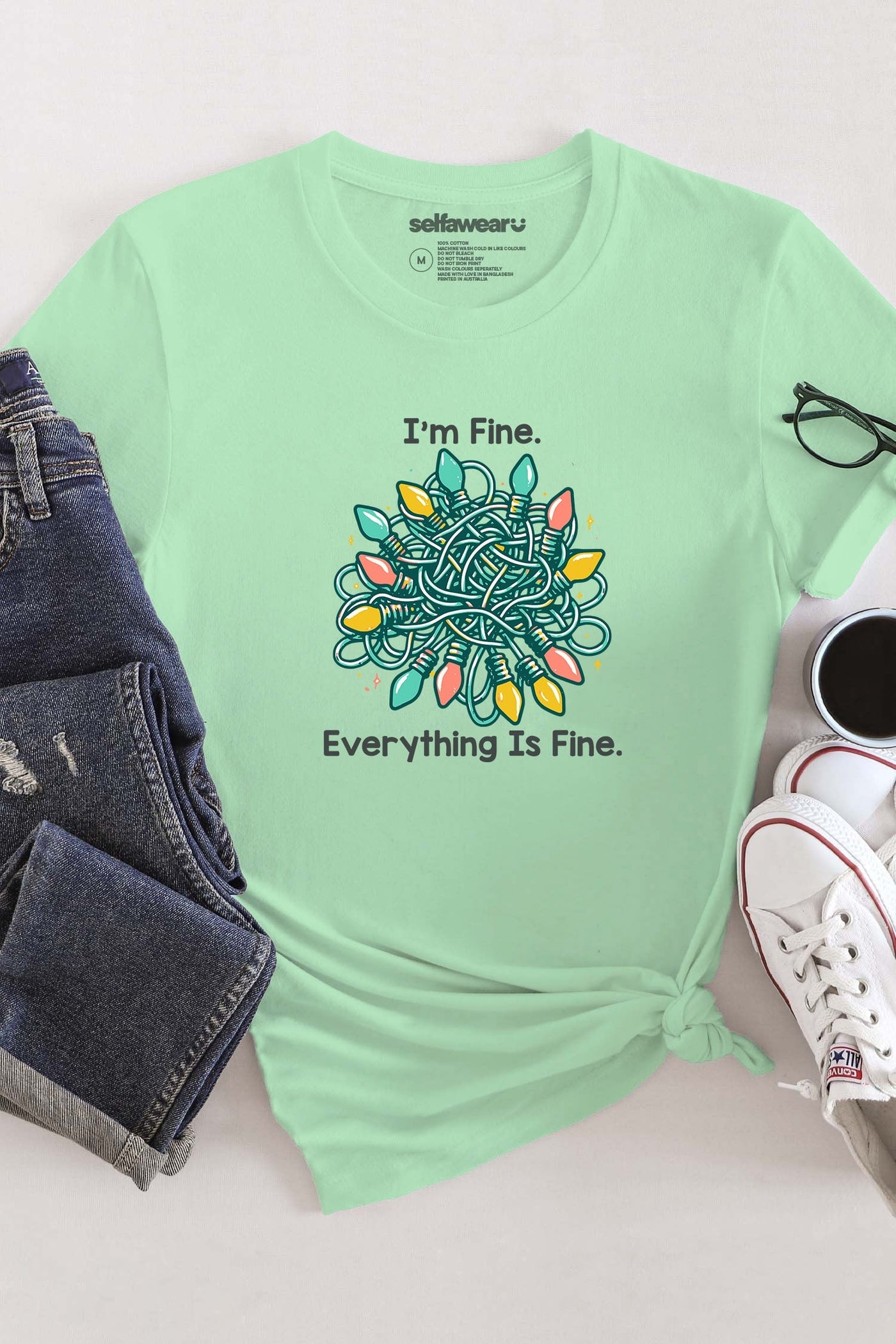 I'm Fine Christmas T-Shirt Matcha Shirts Selfawear 