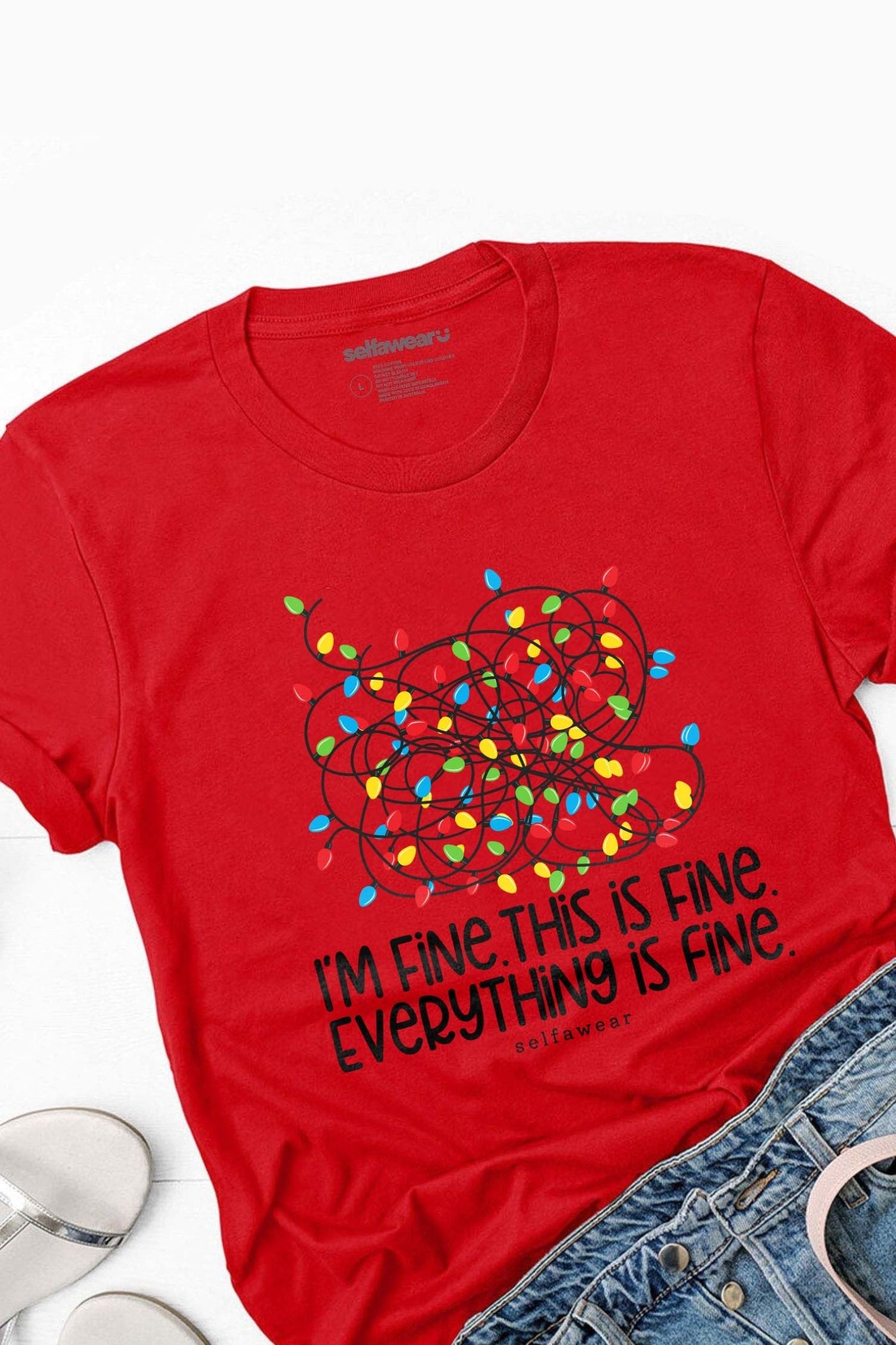 I'm fine, Everythings Fine T-Shirt Red Shirts Selfawear 
