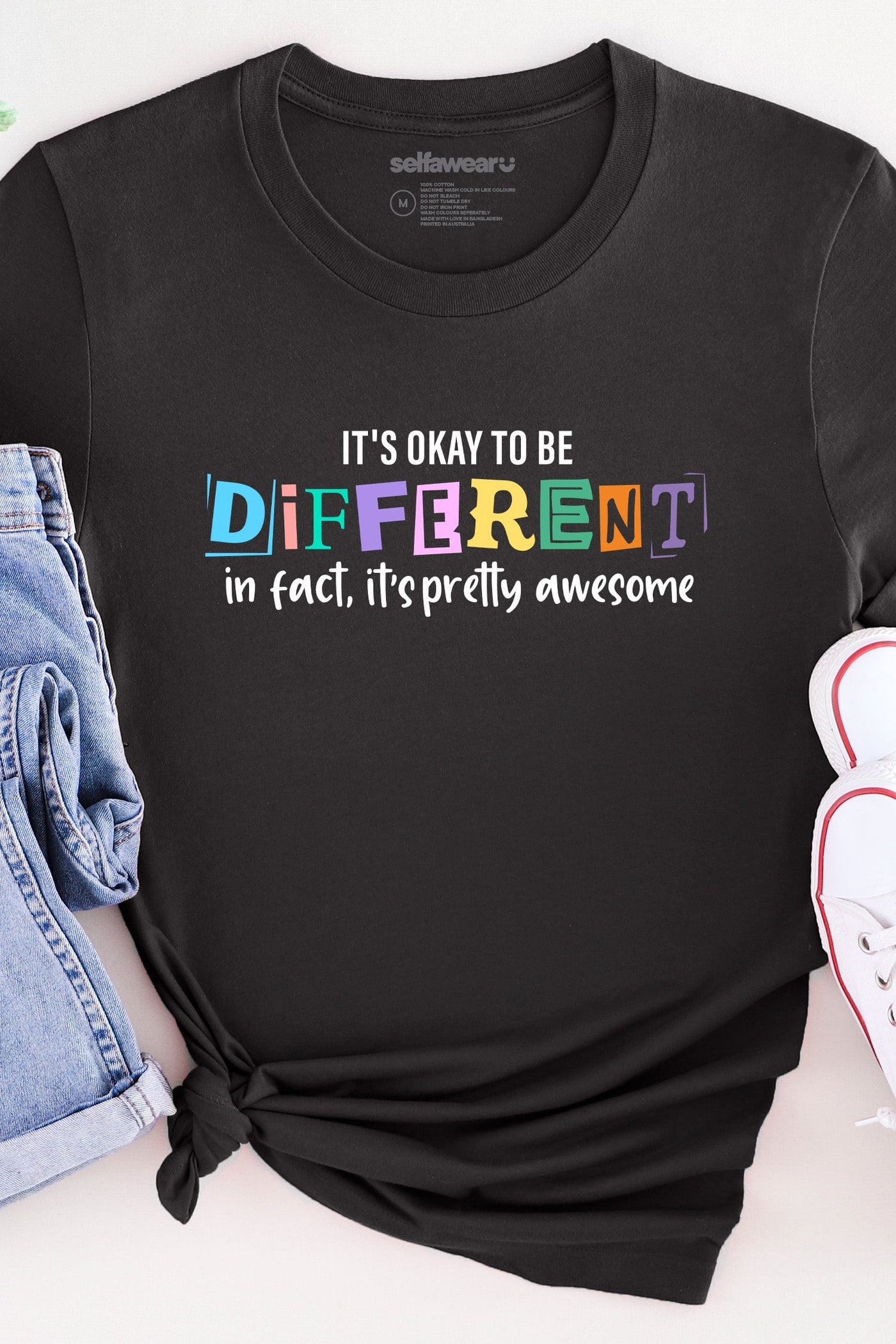 It's Ok To Be Different T-Shirt Black Shirts Selfawear 