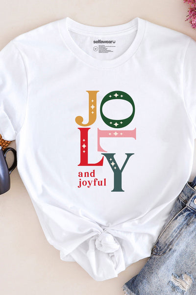 Jolly and Joyful T-Shirt White Shirts Selfawear 