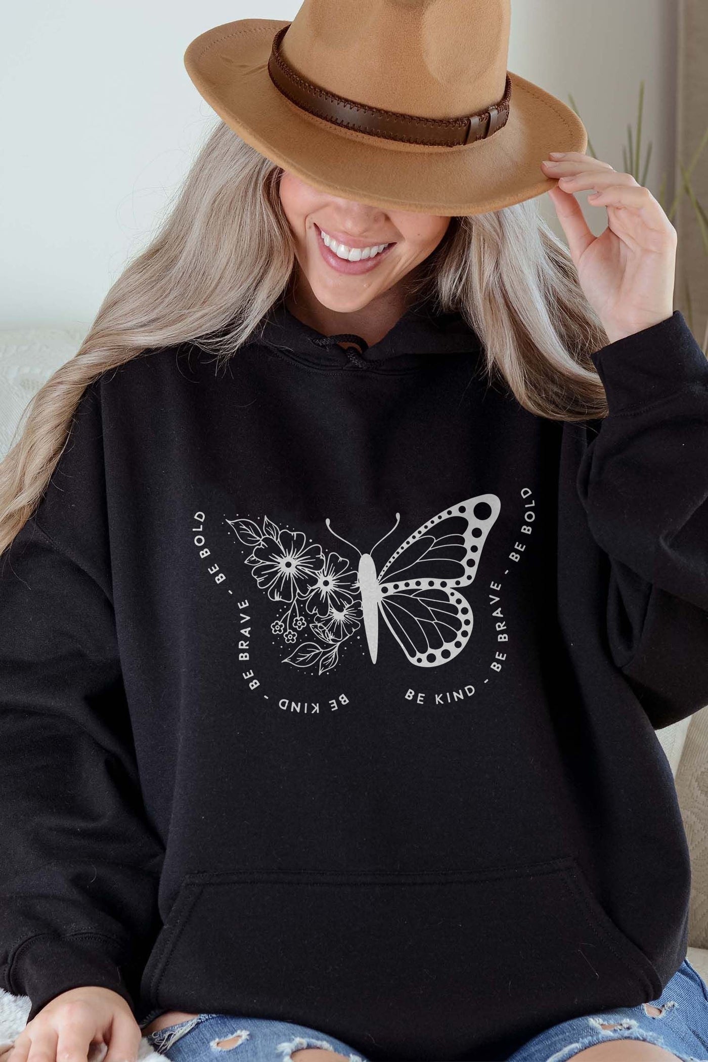 Kind Heart, Bold Wings Hoodie Black Shirts Selfawear 