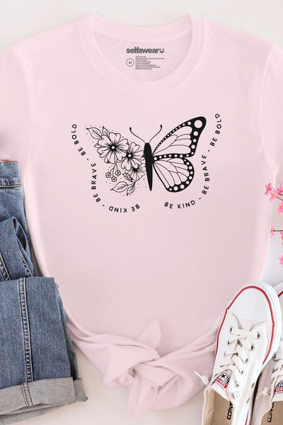Kind Heart, Bold Wings T-Shirt Pale Pink Shirts Selfawear 