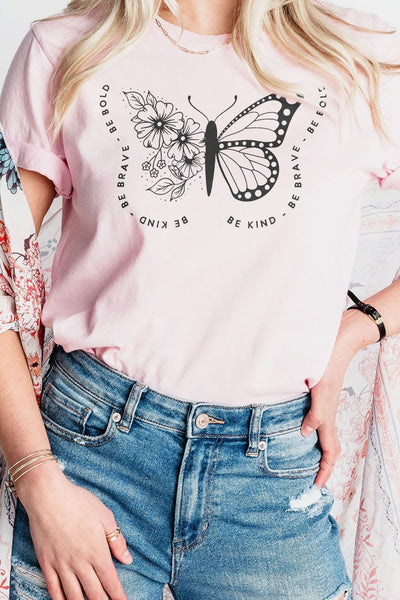 Kind Heart, Bold Wings T-Shirt Pale Pink Shirts Selfawear 