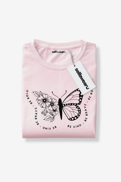 Kind Heart, Bold Wings T-Shirt Pale Pink Shirts Selfawear 